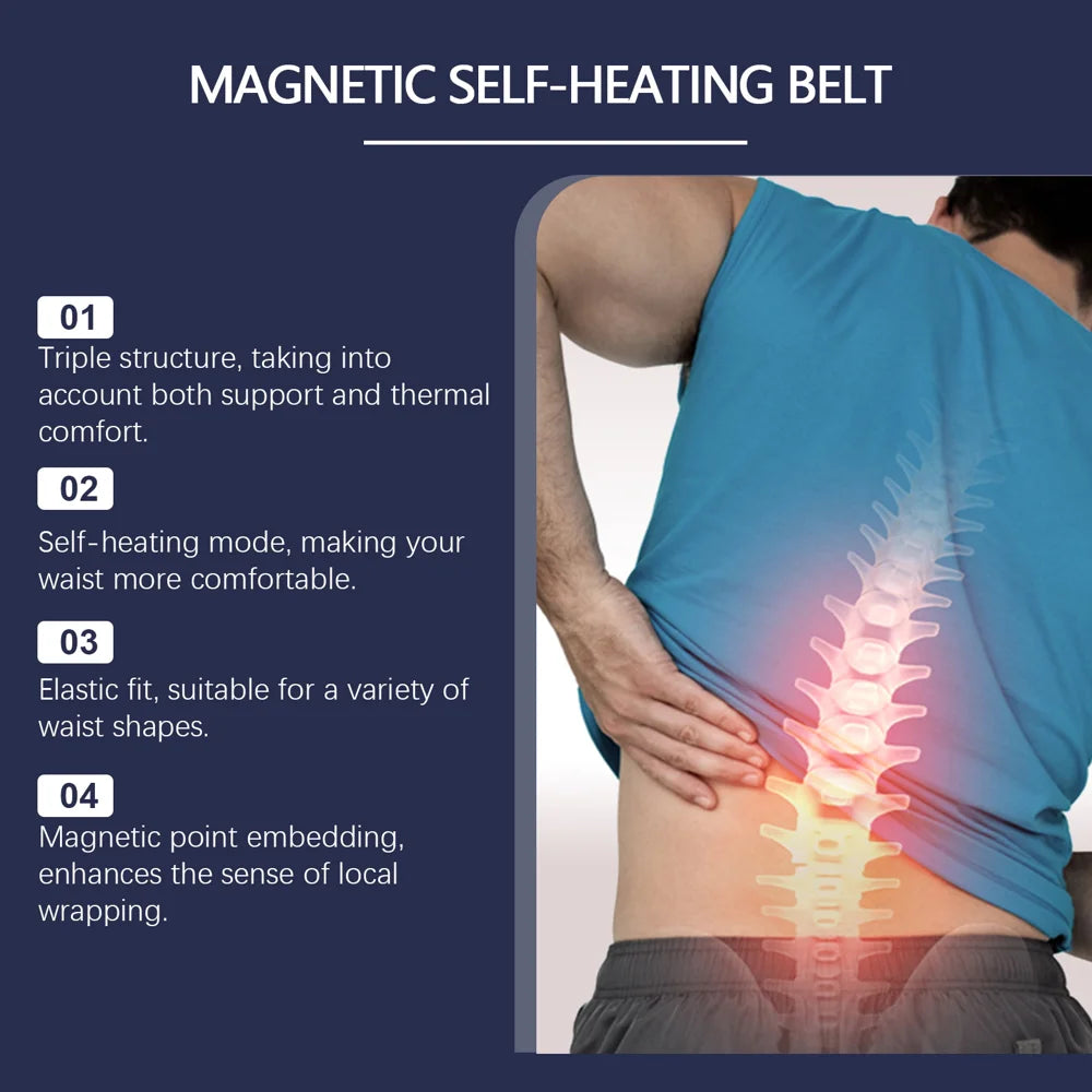 HOUKEA Self-Heating Waist Support Belt Adjustable Magnetic Therapy Lumbar Brace for Daily Relief - 4