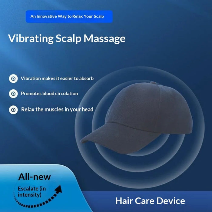 70-LED Red and Blue Light Therapy Rechargeable Hair Growth Cap with Vibrating Scalp Massage - 3