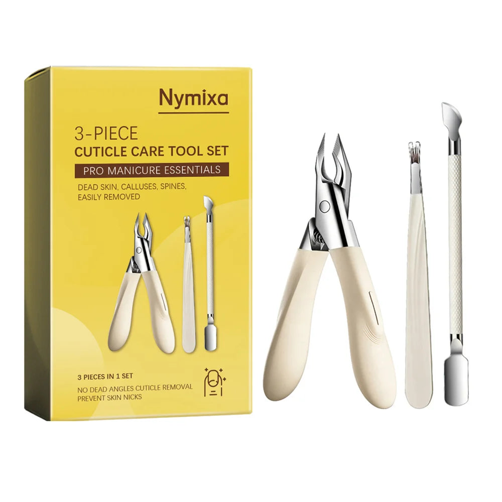 NYMIXA 3Pcs Nail Care Tools Set Ergonomic Cuticle Nipper Pusher Fork Manicure Kit for Home Travel - 1 Set - 1