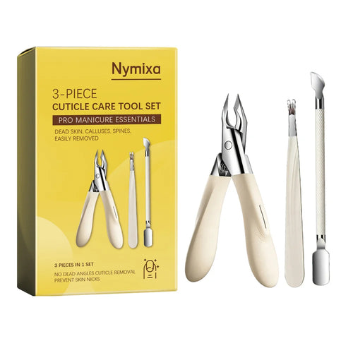 NYMIXA 3Pcs Nail Care Tools Set Ergonomic Cuticle Nipper Pusher Fork Manicure Kit for Home Travel - 1 Set - 1