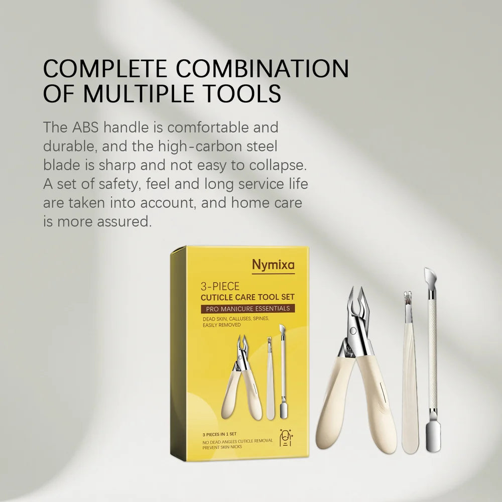 NYMIXA 3Pcs Nail Care Tools Set Ergonomic Cuticle Nipper Pusher Fork Manicure Kit for Home Travel - 1 Set - 6