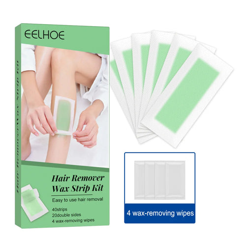 EELHOE 1 Set Hair Removal Wax Strips Kit Natural Hair Remover for Face, Eyebrow, Arms, Legs, Underarm, and Bikini - 1