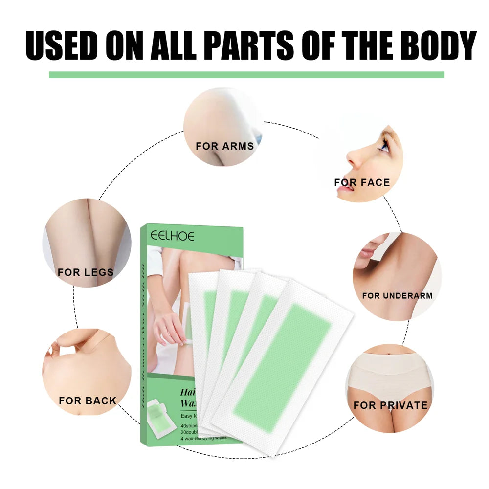 EELHOE 1 Set Hair Removal Wax Strips Kit Natural Hair Remover for Face, Eyebrow, Arms, Legs, Underarm, and Bikini - 3