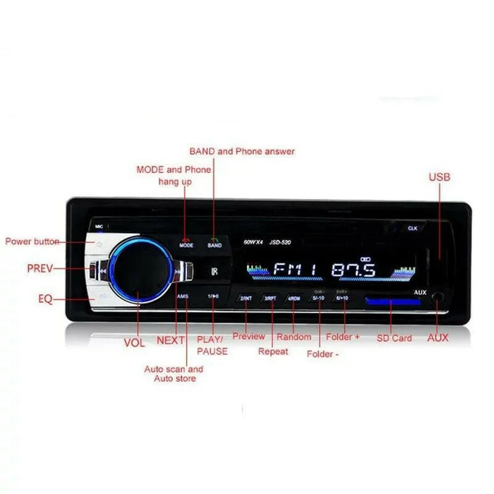 JSD520 Bluetooth-compatible Car Radio Stereo HeadUnit Player In-dash MP3 /USB/SD/FM/iPhone Non CD - 6