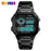 SKMEI Men's  Business Square Dial Digital Watch [Dual Time] [EL Luminous] - Black - 1