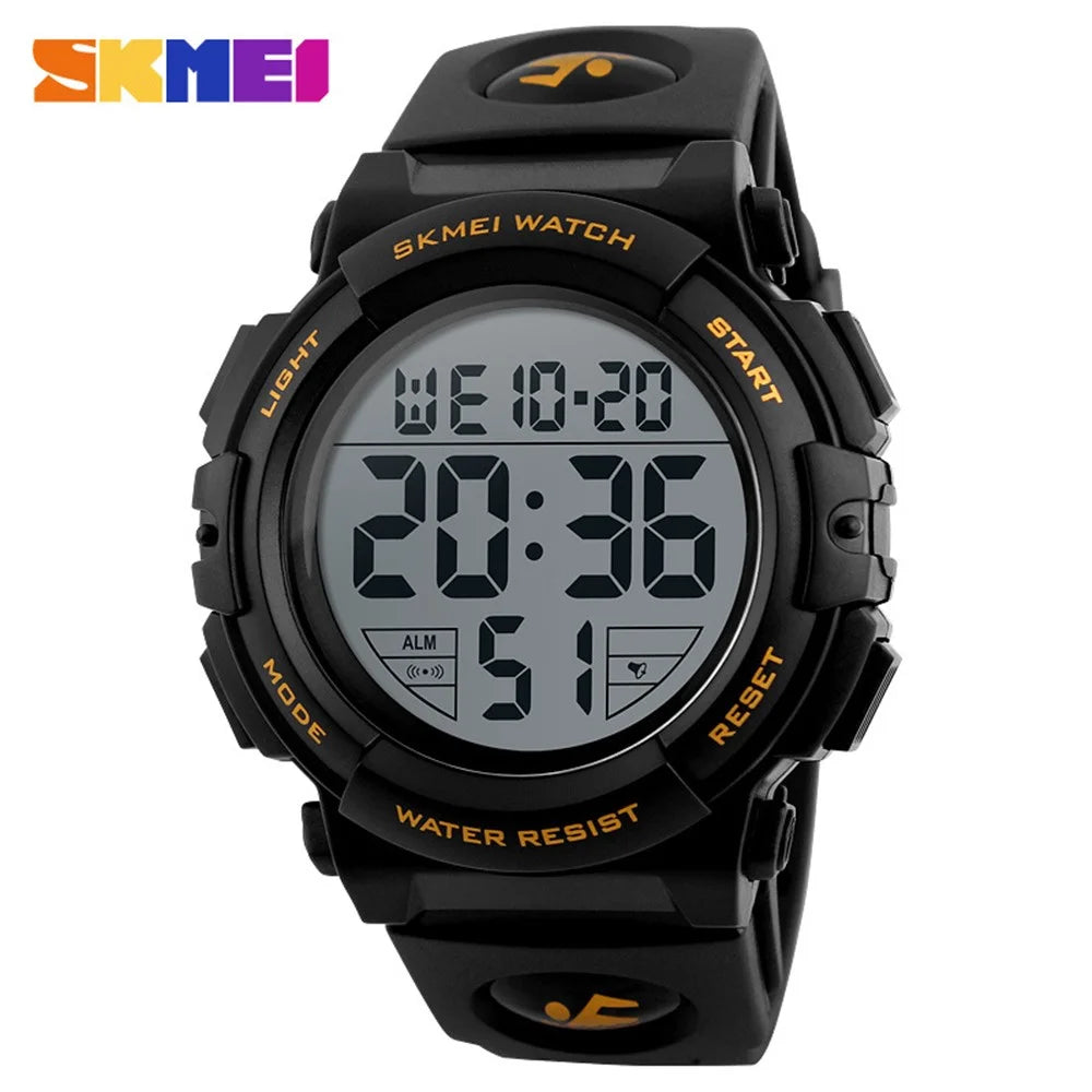 SKMEI Fashion Sports Watch 50m Waterproof Casual Watch with EL Light - Black / Gold - 3