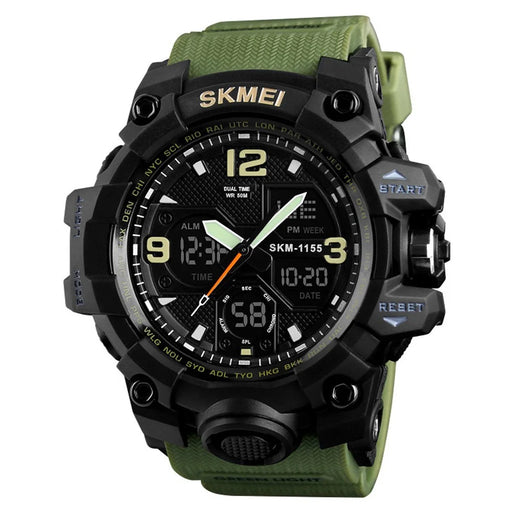 SKMEI Men Quartz Analog LED Digital Clock Military Waterproof Sport Watches - Army Green - 1