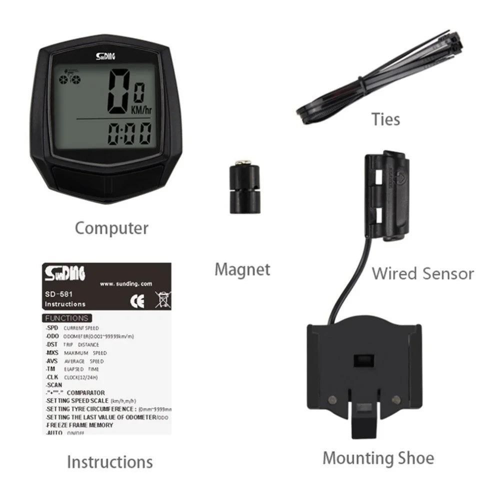 SUNDING SD-581 Bike Wired Stopwatch Bicycle Multi-function Computer Speedometer - 6
