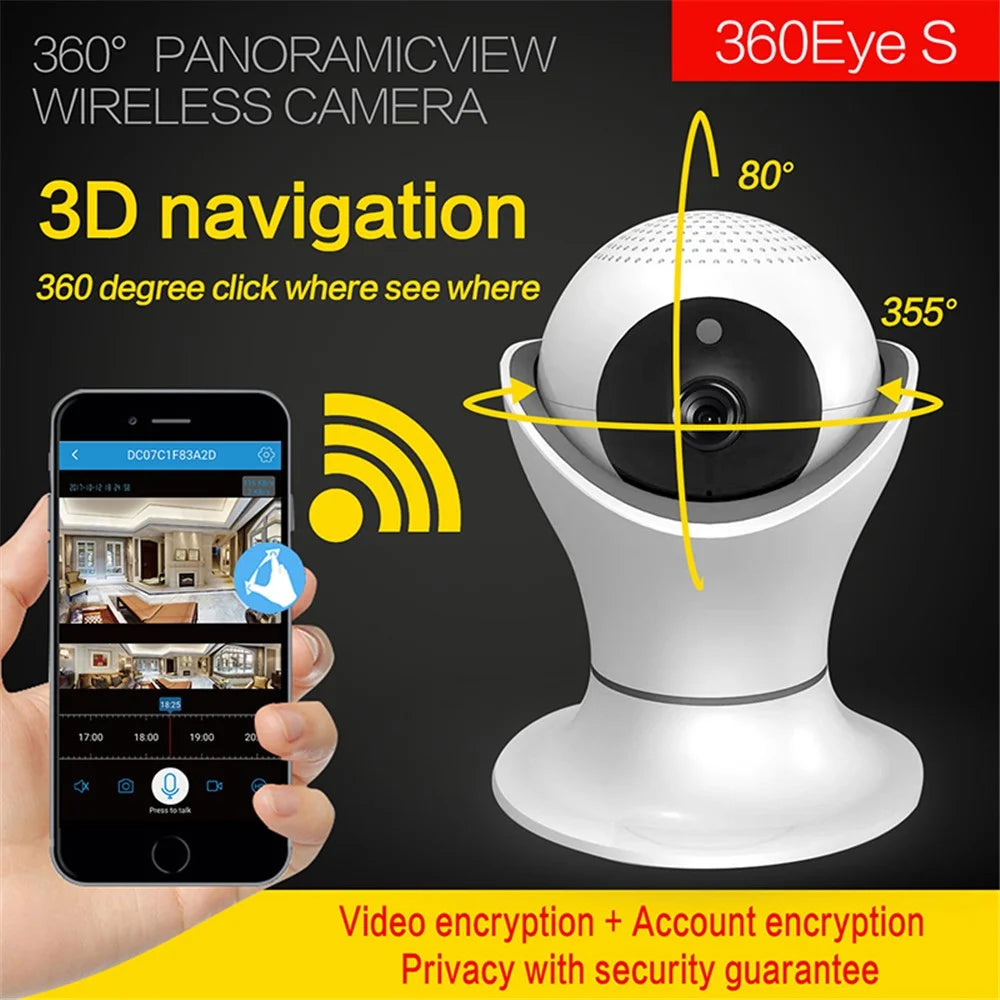 360 Eyes 2 Million HD 3D Navigation Network Home Wifi Smart Surveillance Camera (EC39-T11) - UK Plug - 1