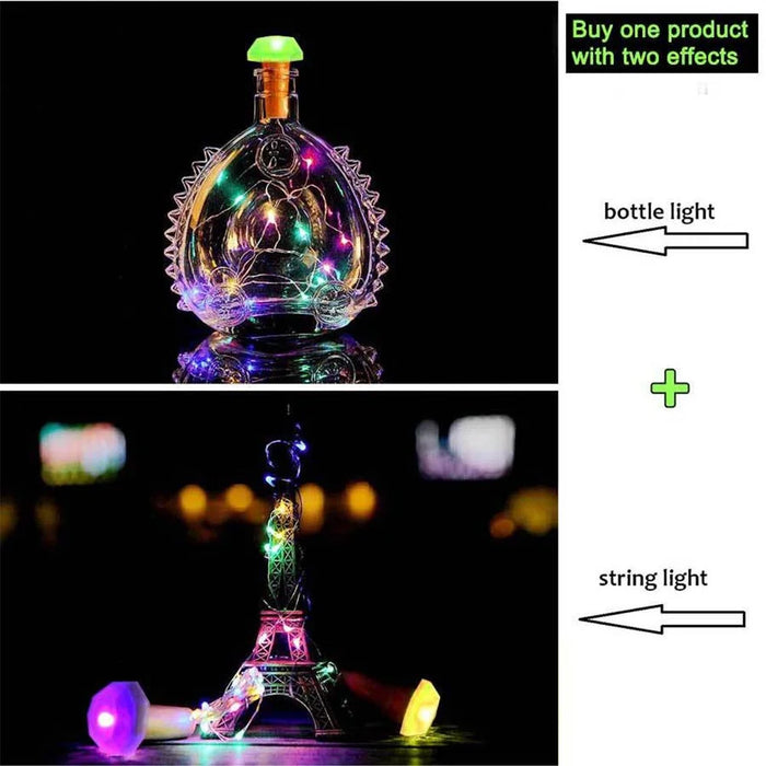 6Pcs/Set Outdoor Waterproof LED Solar Wine Bottle Copper-wire Fairy String Light - 6