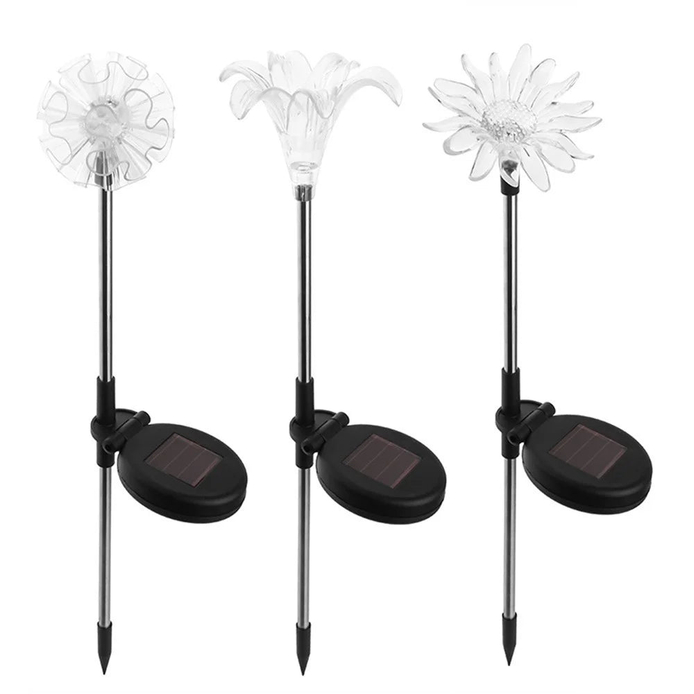 3Pcs LED Solar Power Dandelion Sunflower Stake Light Outdoor Garden Path Landscape Lamp - 1