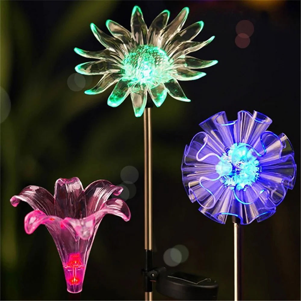3Pcs LED Solar Power Dandelion Sunflower Stake Light Outdoor Garden Path Landscape Lamp - 3
