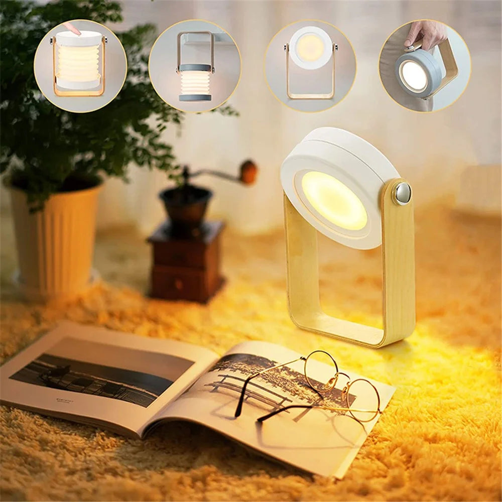 Creative LED Multifunction Camping Travel Lantern Portable Foldable LED Desk Lamp Dimmer Flashlight - White - 4