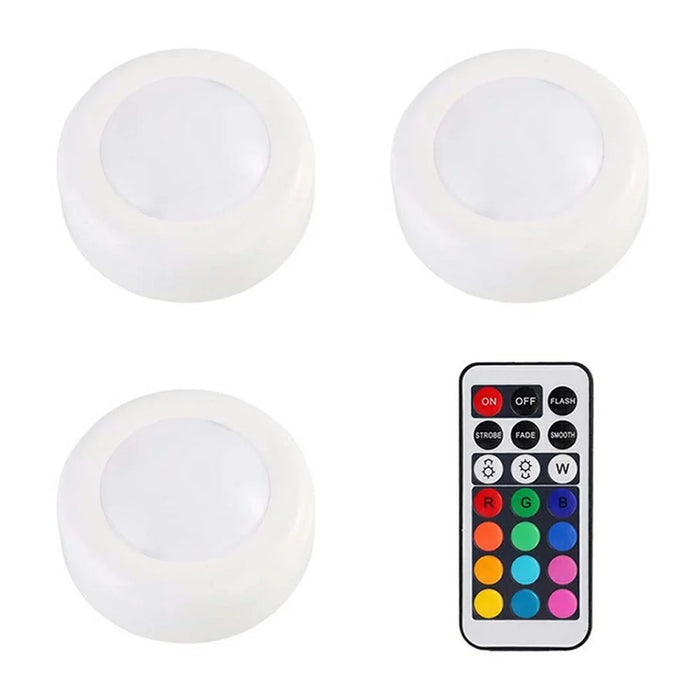 Wireless Led Light Puck RGB 12-color Changing Light Remote Control - 1