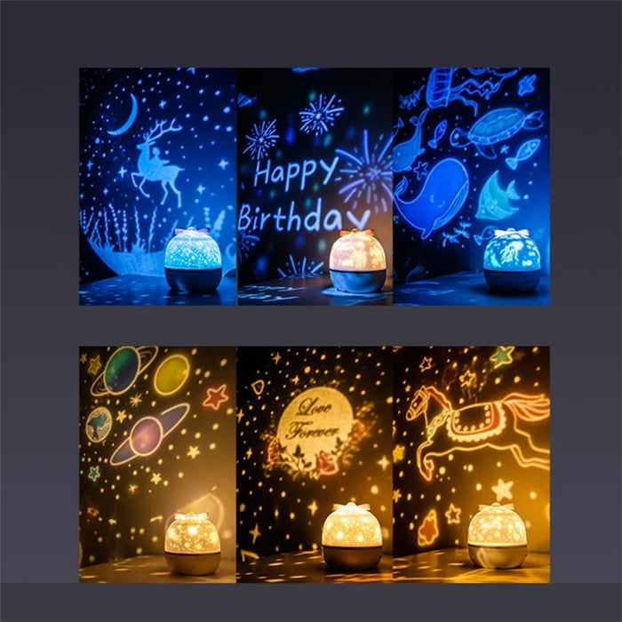 Star Light Projector Moon Lamp Starry Night Light LED Lamp USB Bedroom Party Rechargeable Light (Charging + Music Box Type) - 4