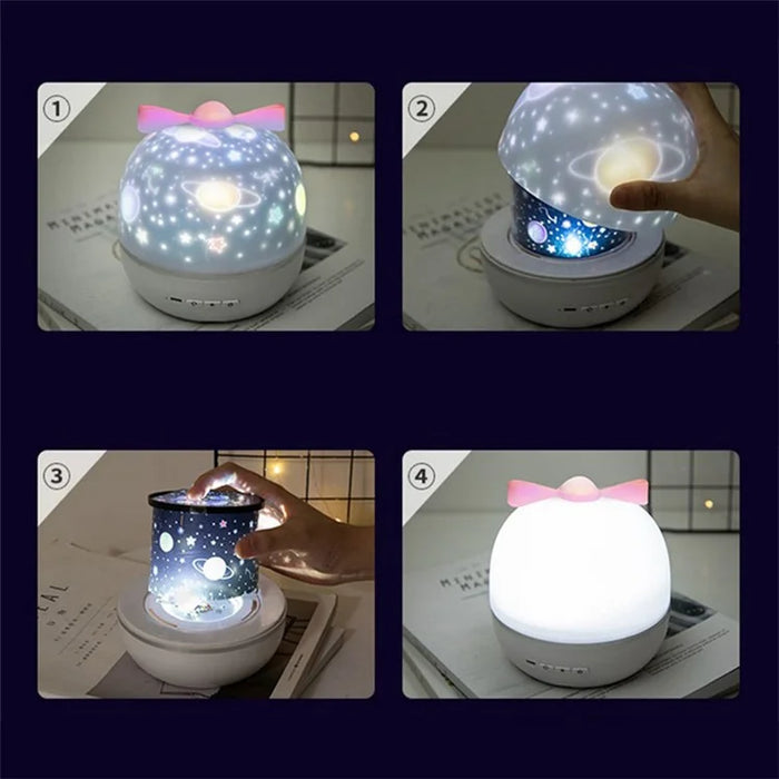 Star Light Projector Moon Lamp Starry Night Light LED Lamp USB Bedroom Party Rechargeable Light (Charging + Music Box Type) - 6