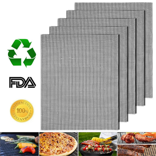 5PCS/Set Non-stick PTFE BBQ Baking Mesh Mats Reusable Pads, Size: 40 x 33cm - 1