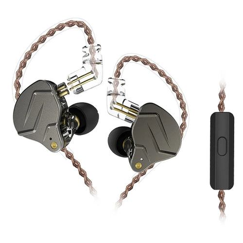 KZ-ZSN Pro In-Ear Bass Metal Music Sport Earphone without Microphone (With Microphone) - Grey - 1