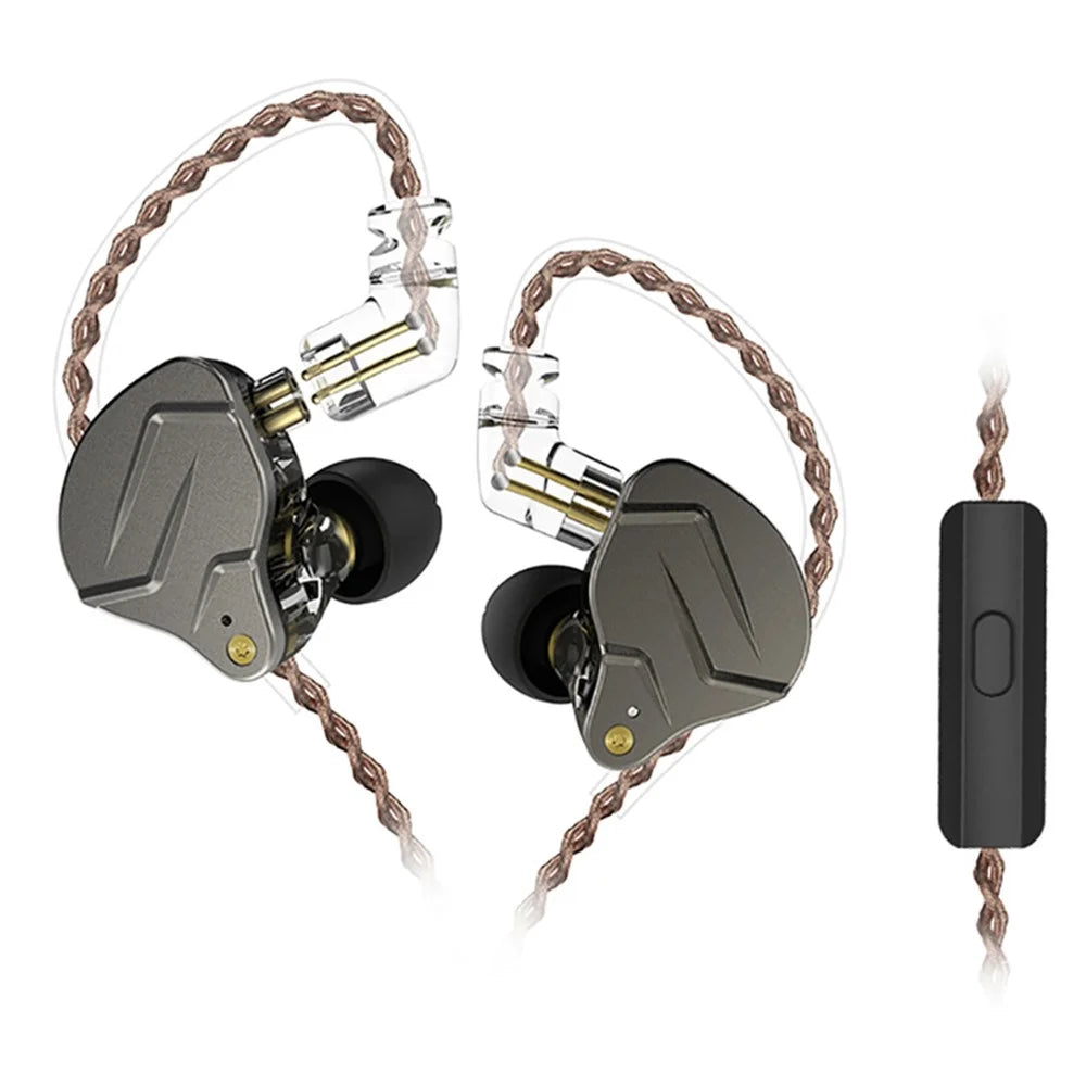 KZ-ZSN Pro In-Ear Bass Metal Music Sport Earphone without Microphone (With Microphone) - Grey - 1