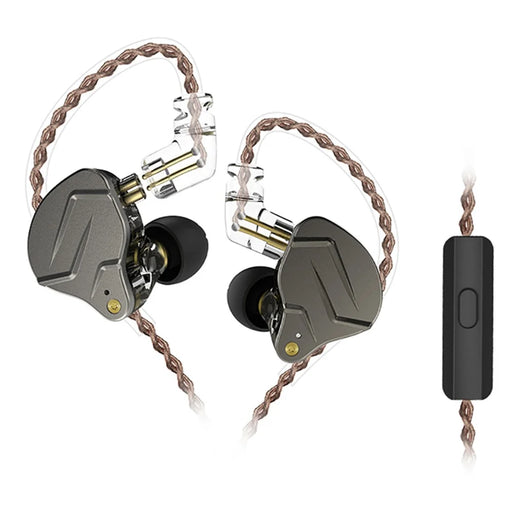 KZ-ZSN Pro In-Ear Bass Metal Music Sport Earphone without Microphone (With Microphone) - Grey - 1