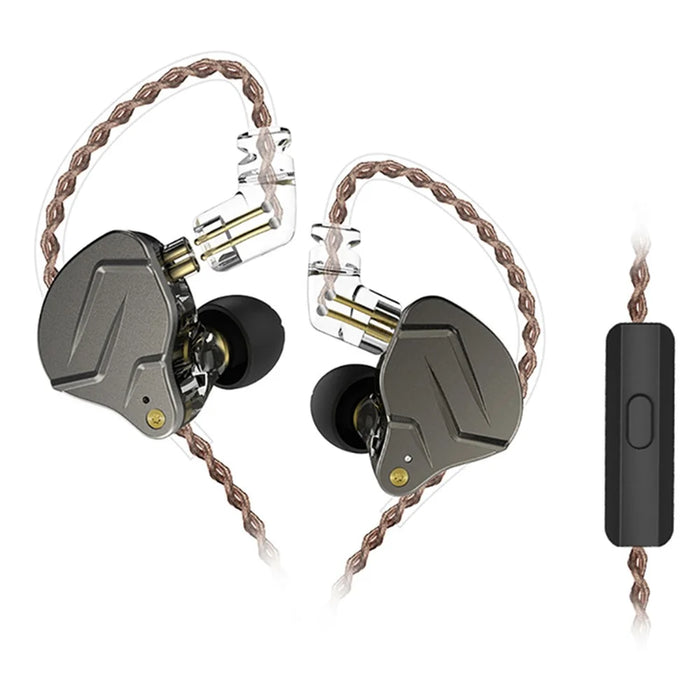 KZ-ZSN Pro In-Ear Bass Metal Music Sport Earphone without Microphone (With Microphone) - Grey - 1