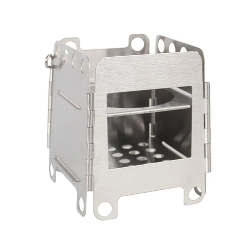 WS006S Mini Camping Picnic Stove Detachable Stainless Steel Wood Stove - Silver - 1