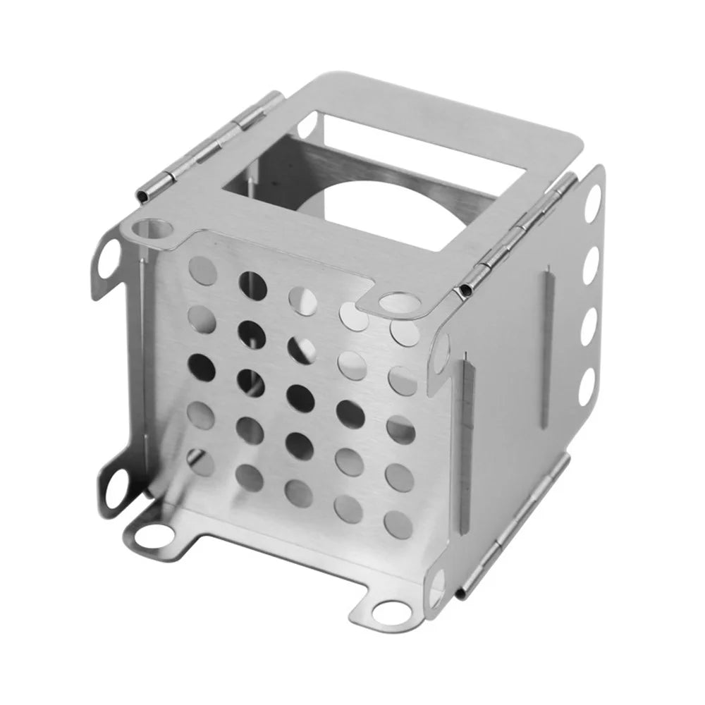 WS006S Mini Camping Picnic Stove Detachable Stainless Steel Wood Stove - Silver - 2