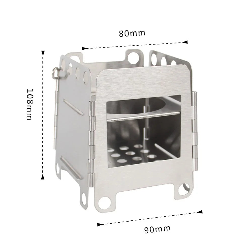 WS006S Mini Camping Picnic Stove Detachable Stainless Steel Wood Stove - Silver - 5