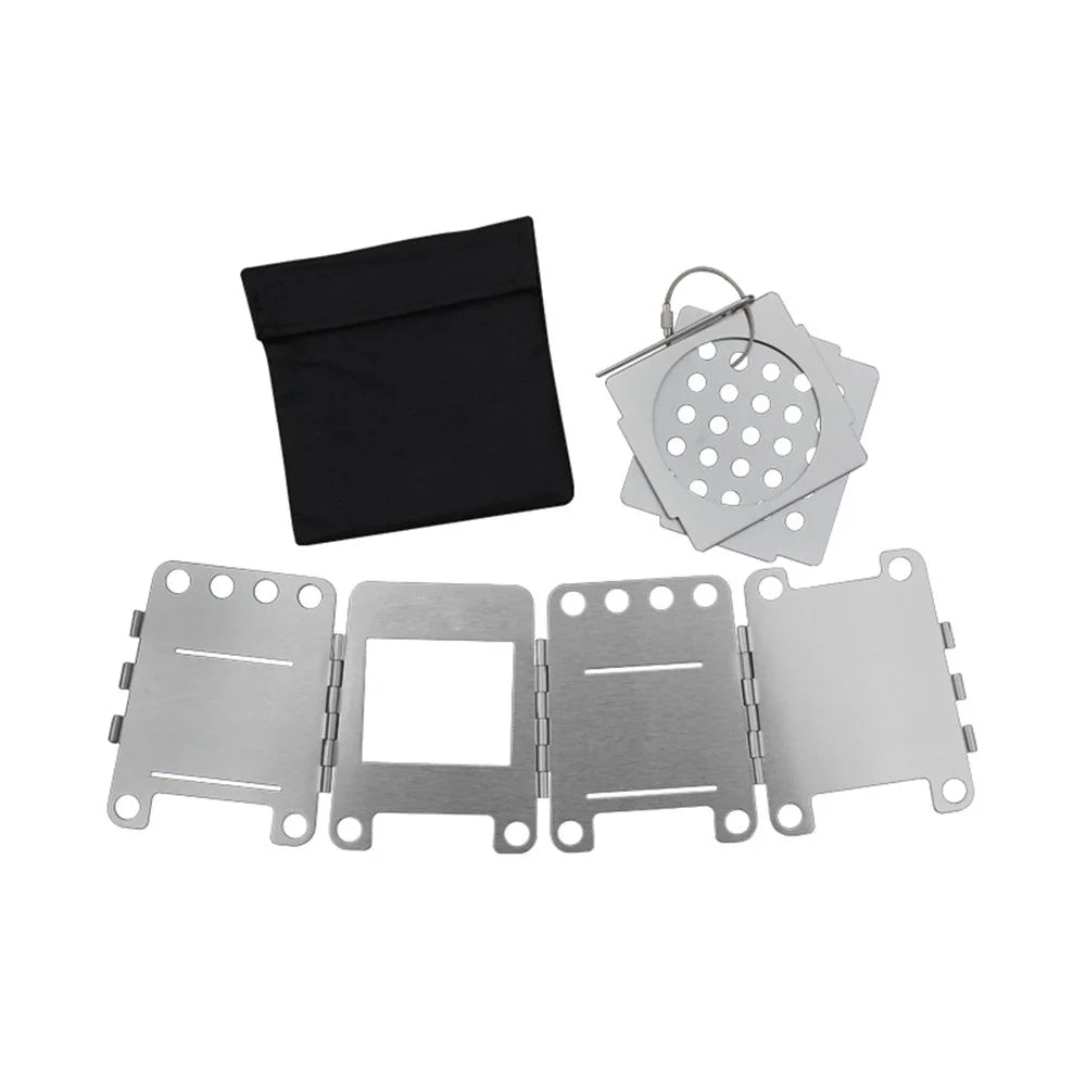 WS006S Mini Camping Picnic Stove Detachable Stainless Steel Wood Stove - Silver - 6