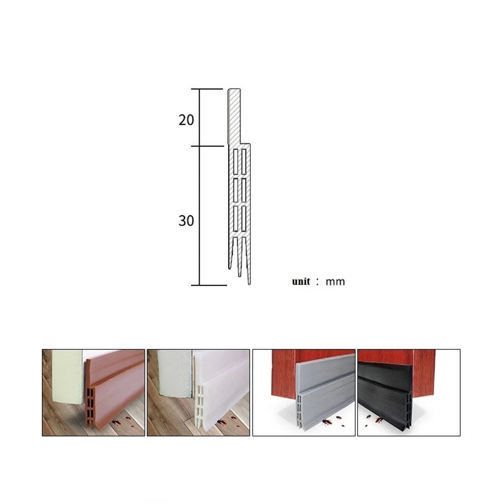Under Door Draft Stopper Weatherstrip Seal Weather Stripping Door Bottom Seal Strip - Black - 2