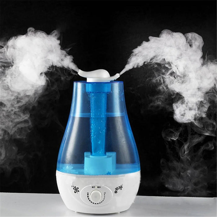 3L Double Nozzle Ultrasonic Air Humidifier Mist Diffuser with LED Night Light - EU Plug - 4