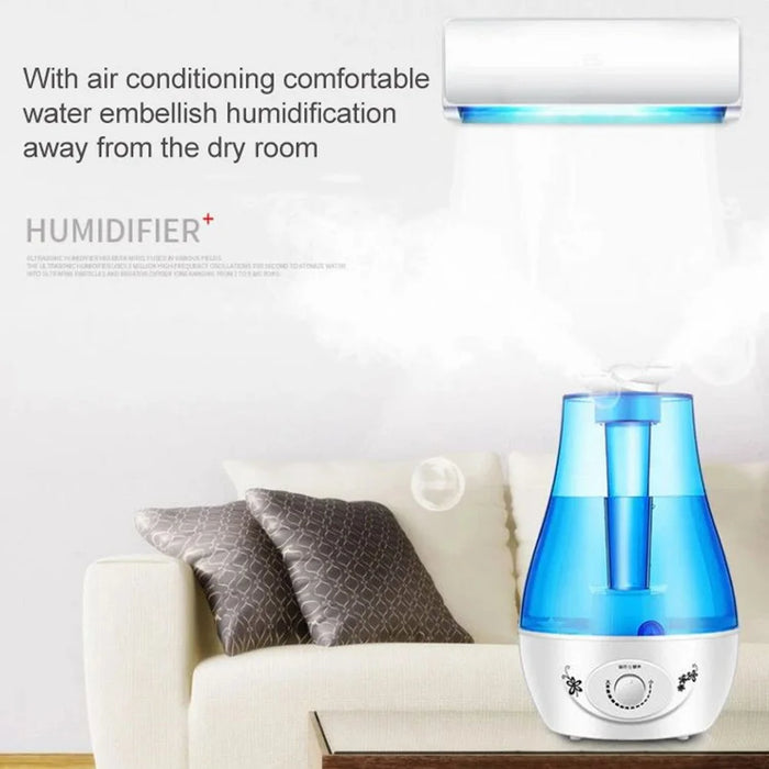 3L Double Nozzle Ultrasonic Air Humidifier Mist Diffuser with LED Night Light - EU Plug - 6