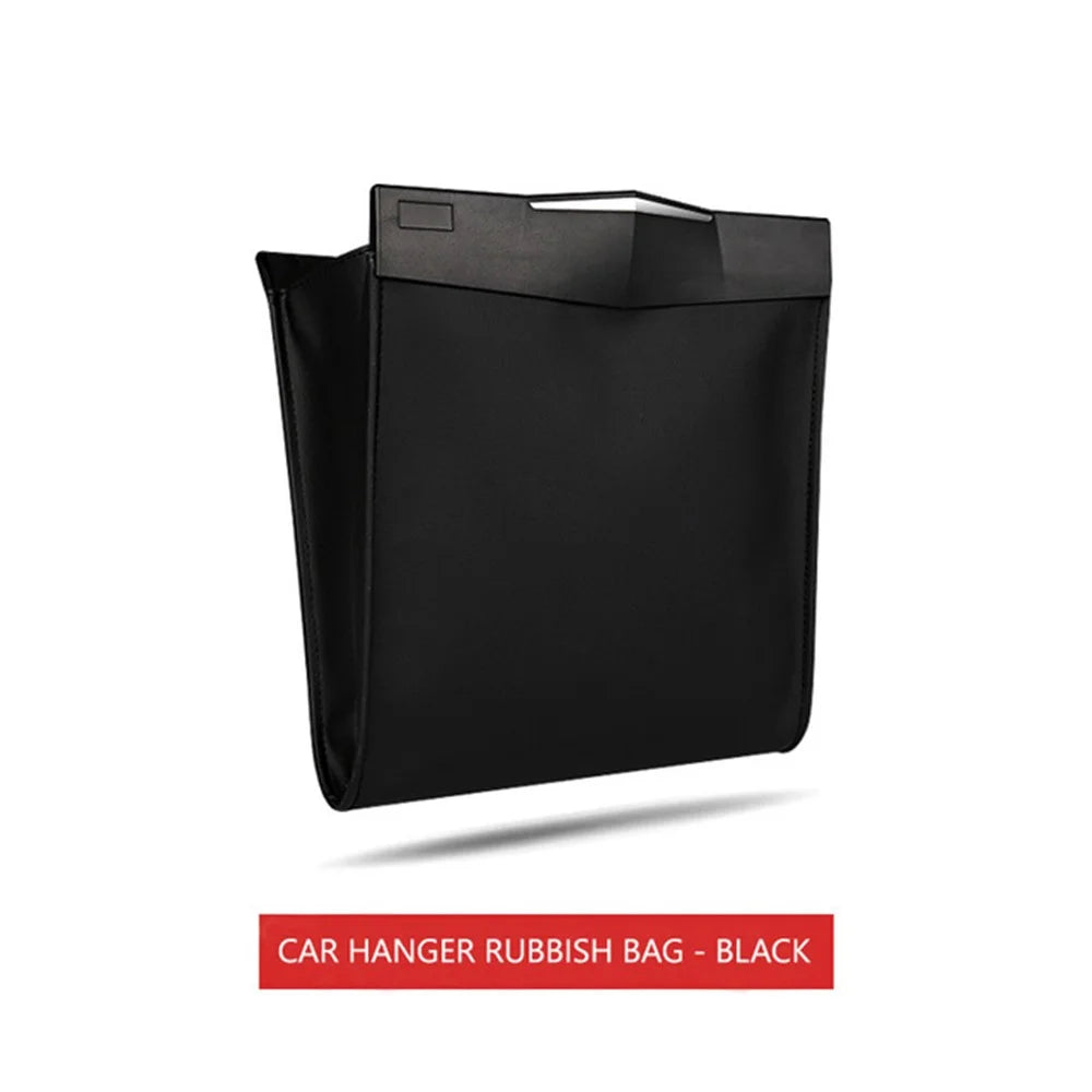 Foldable Car Hanging Seat Back Garbage Waste Bag Waterproof Organizer Storage Bag - Black - 4