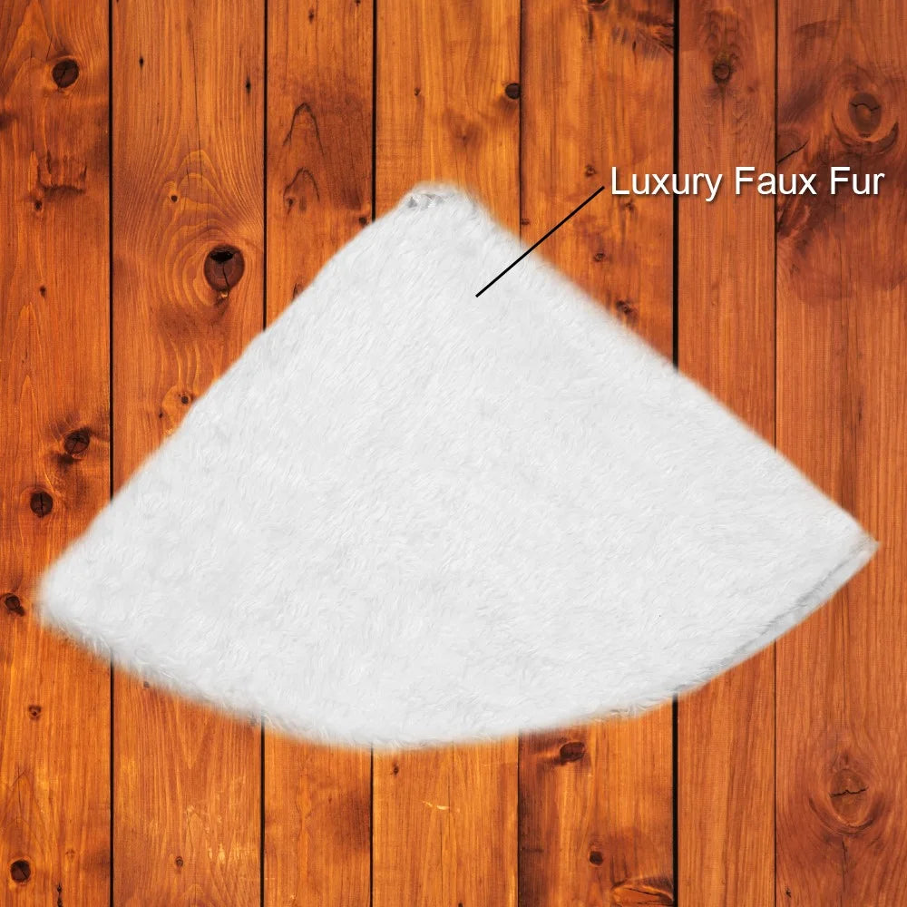 Christmas White Plush Long Haired Tree Skirts Xmas Party Decor, Diameter: 120cm - 4