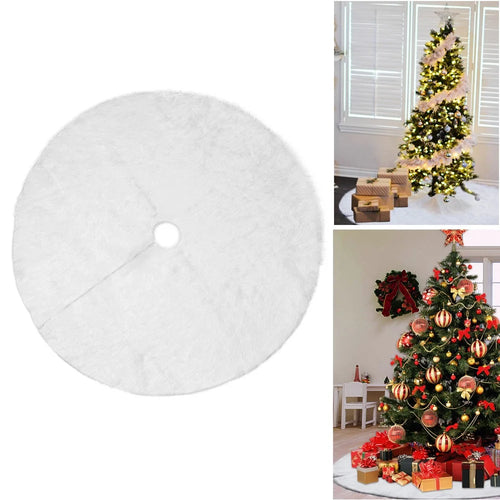 Christmas Party Decor White Long Plush Christmas Tree Skirt, Diameter 78cm - 1