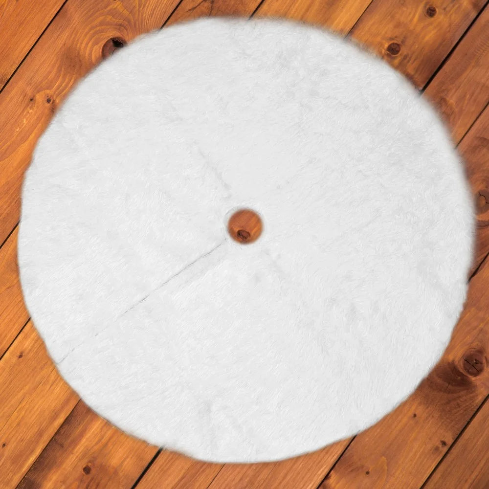 Christmas Party Decor White Long Plush Christmas Tree Skirt, Diameter 78cm - 2