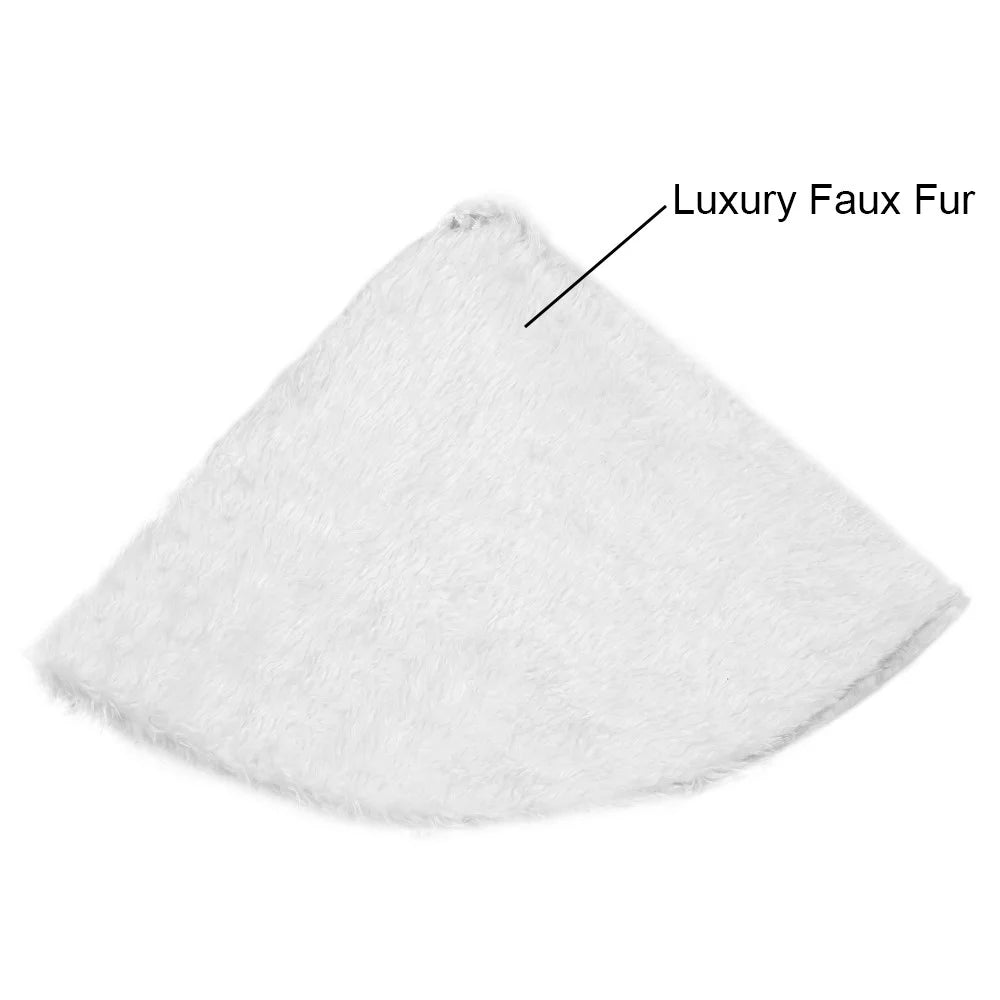 Christmas Party Decor White Long Plush Christmas Tree Skirt, Diameter 78cm - 4