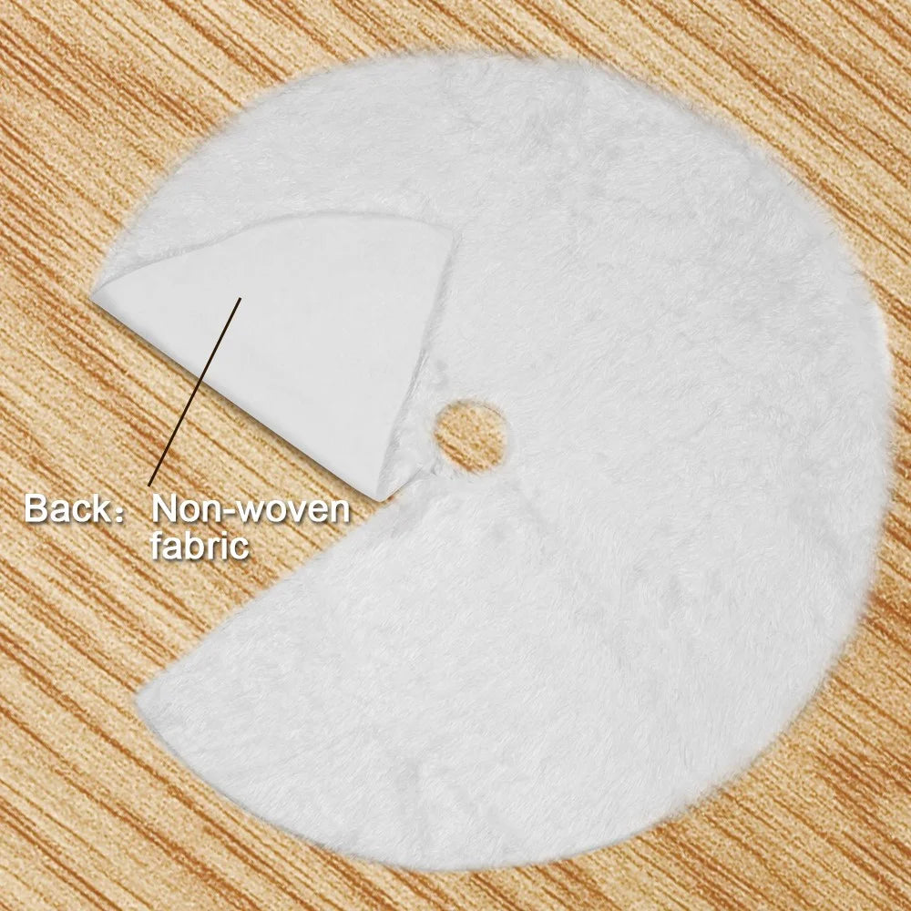 Christmas Party Decor White Long Plush Christmas Tree Skirt, Diameter 78cm - 5