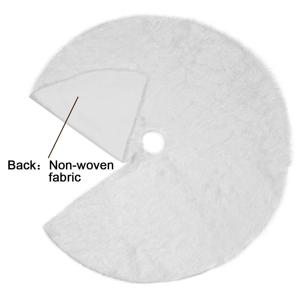 Christmas Party Decor White Long Plush Christmas Tree Skirt, Diameter 78cm - 6