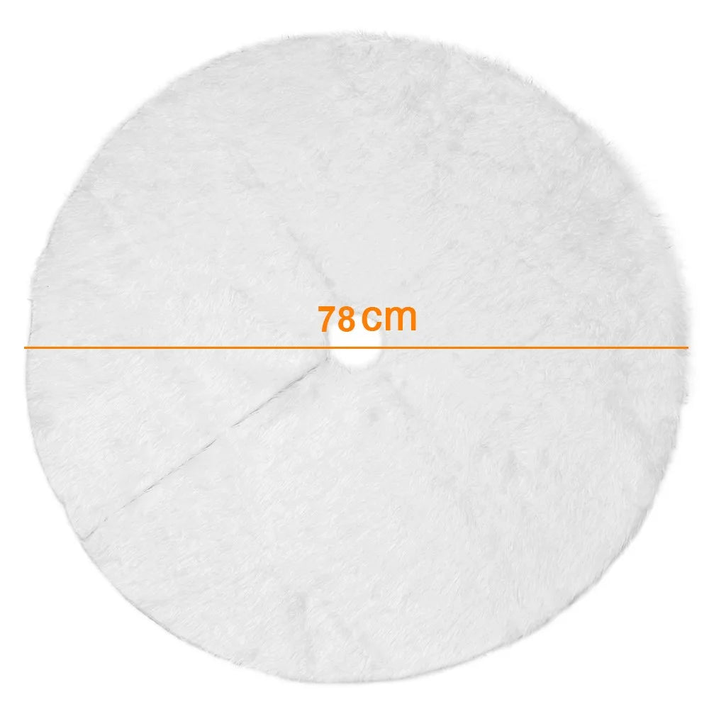 Christmas Party Decor White Long Plush Christmas Tree Skirt, Diameter 78cm - 7