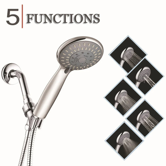 Bathroom 5 Way Multi-Function Water Saving Hand Held Shower Hose Shower Arm Set - 2