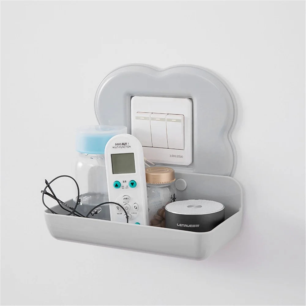 Bathroom Wall Mounted Shelf Storage Rack Door Switch Storage Box - 1