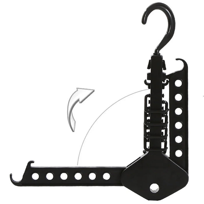 Folding Magic Hanger Space Saving Multi Hook Organizer Clothes Wardrobe Hanging - Black - 3