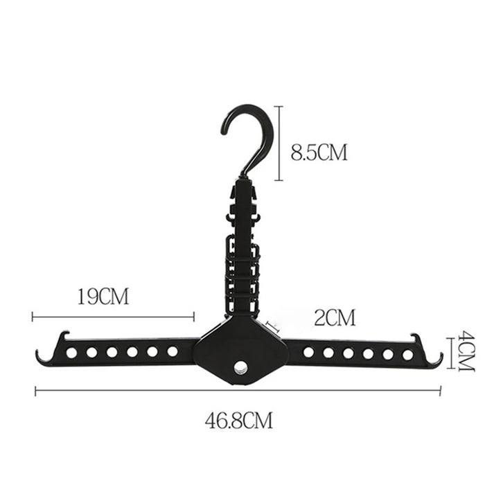 Folding Magic Hanger Space Saving Multi Hook Organizer Clothes Wardrobe Hanging - Black - 5