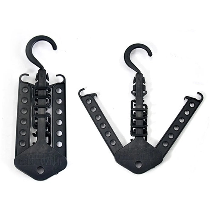 Folding Magic Hanger Space Saving Multi Hook Organizer Clothes Wardrobe Hanging - Black - 6