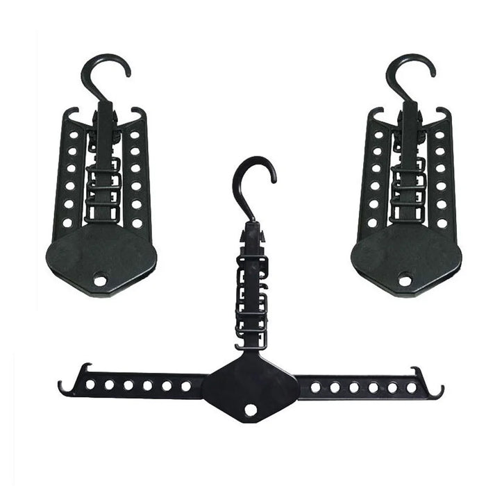 Folding Magic Hanger Space Saving Multi Hook Organizer Clothes Wardrobe Hanging - Black - 7