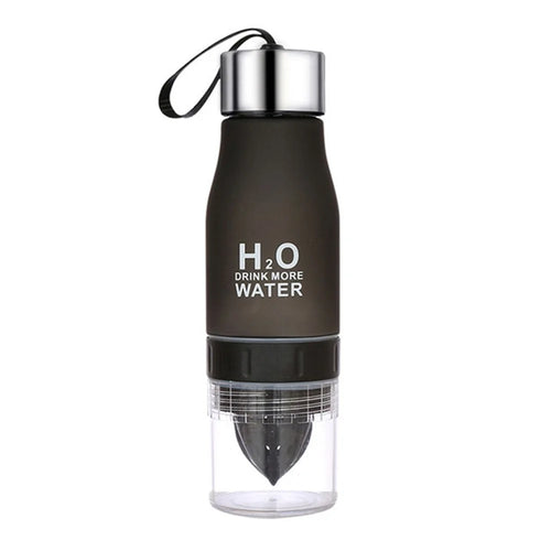 650ml Fruit Infuser Bottle Frosted Plastic Lemon Juice Water Bottle - Black - 1