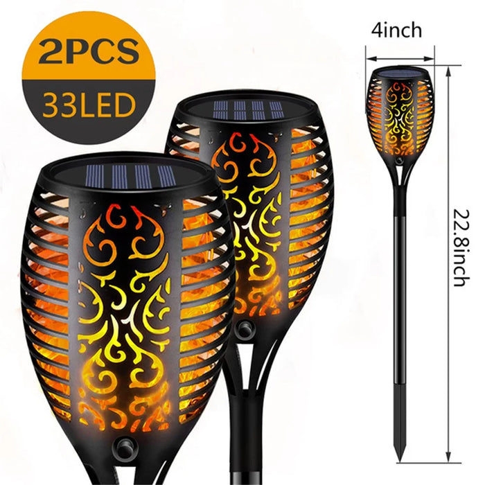 Solar Powered Stake Light Waterproof Path Lights Outside Ornament for Patio Lawn Yard Ground Backyard - 33 LEDs / 2 PCS - 1