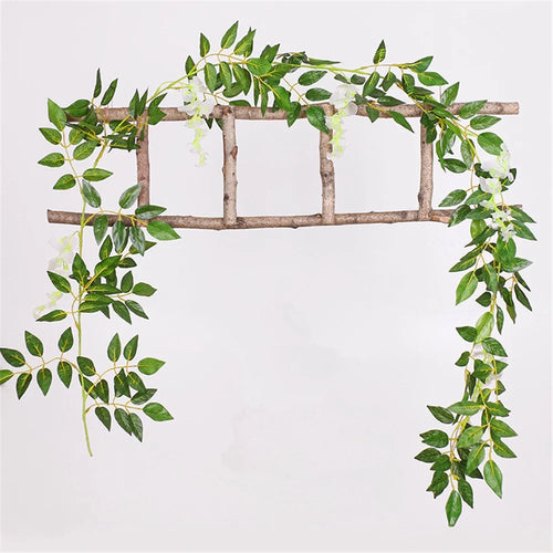 2m Artificial Wisteria Vine Garland Plant Foliage Outdoor/Home Trailing Flower - White - 1