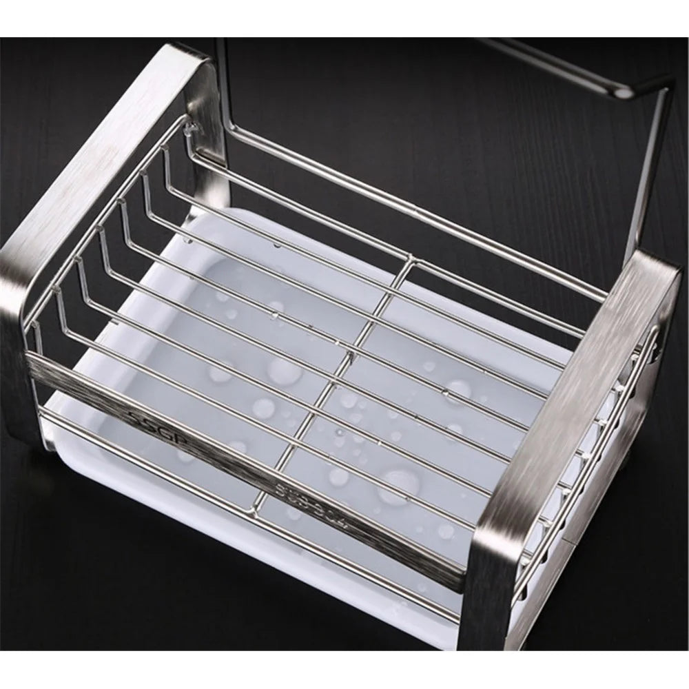 Kitchen Drain Basket Stainless Steel Faucet Sink Storage Rack  Shower Rack - 6